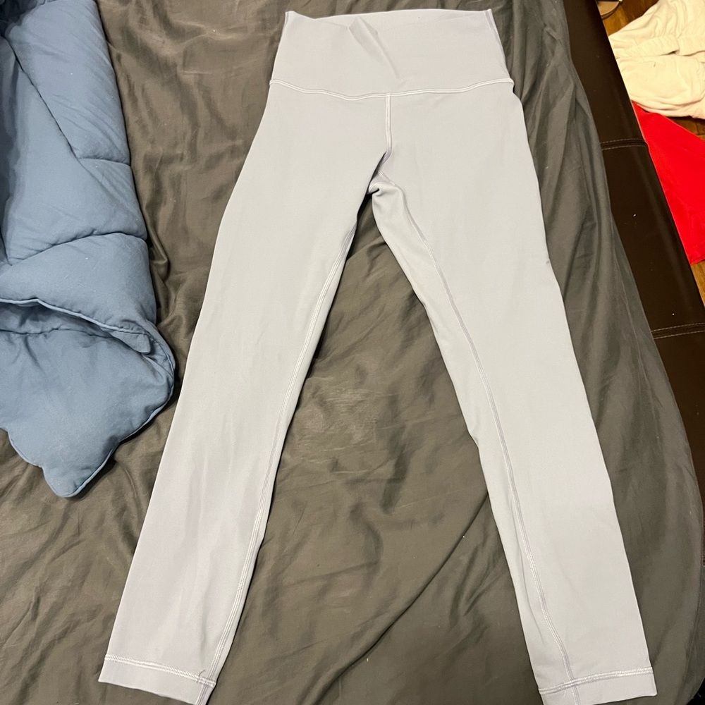 Light grey/bluish color lululemon crop leggings